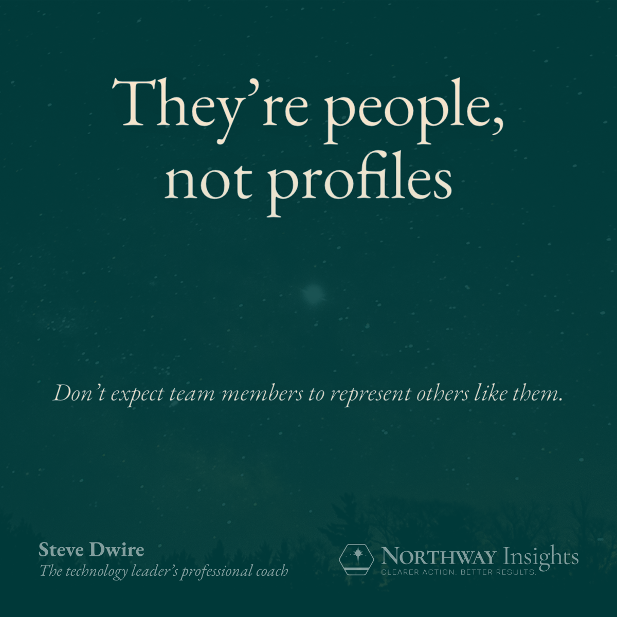 They're people, not profiles. (Don't expect team members to represent others like them.)