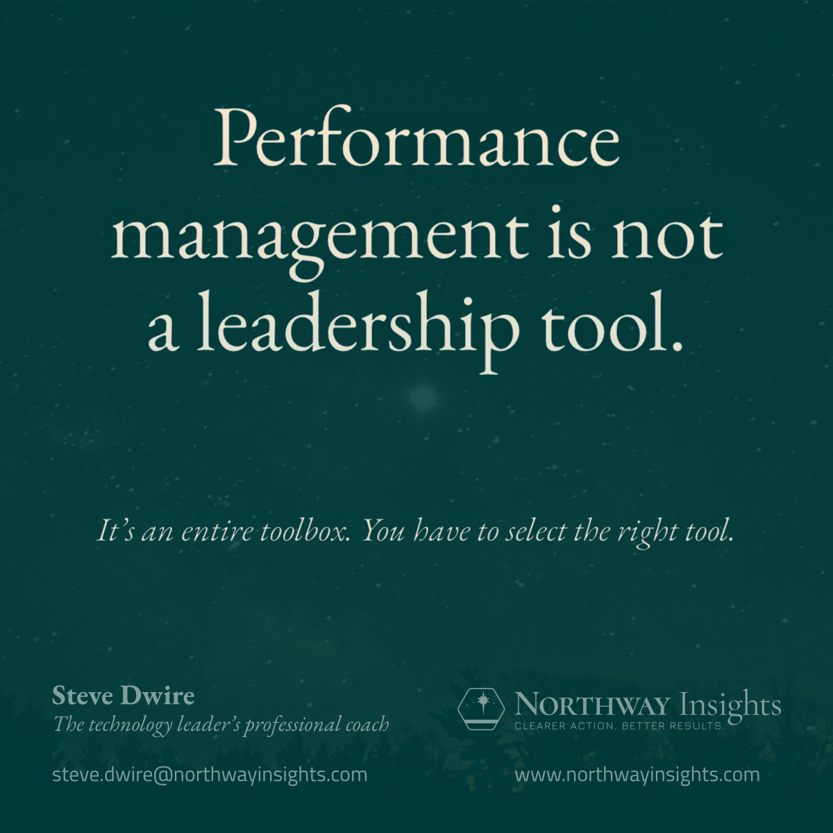 Performance management is not a leadership tool. (It's an entire toolbox. You have to select the right tool.)