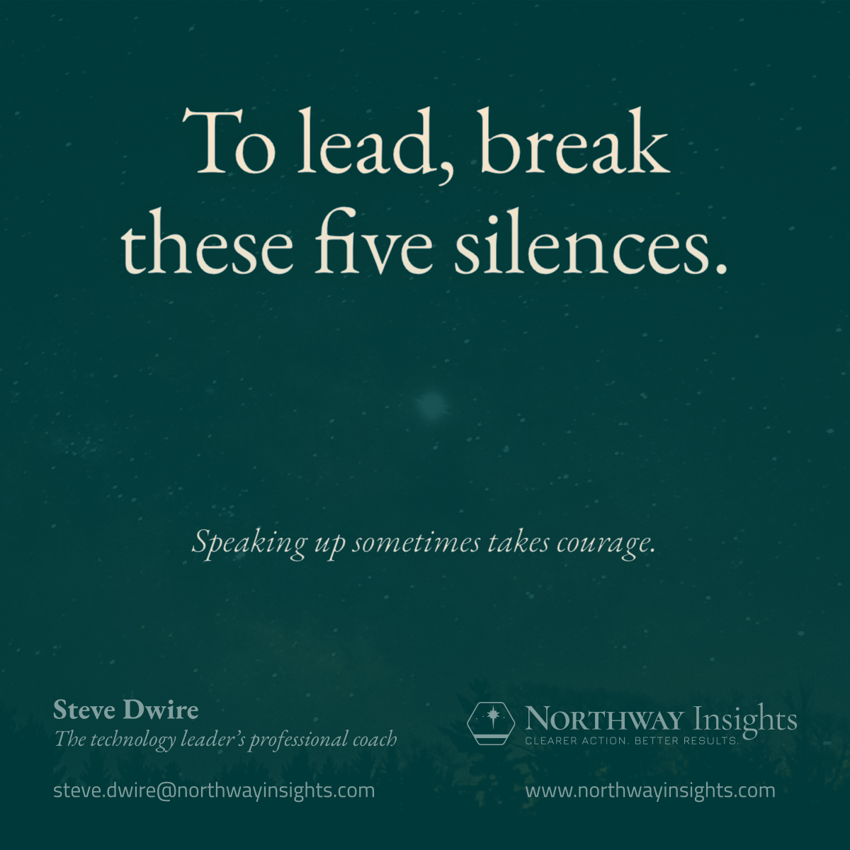 To lead, break these five silences. (Speaking up sometimes takes courage.)